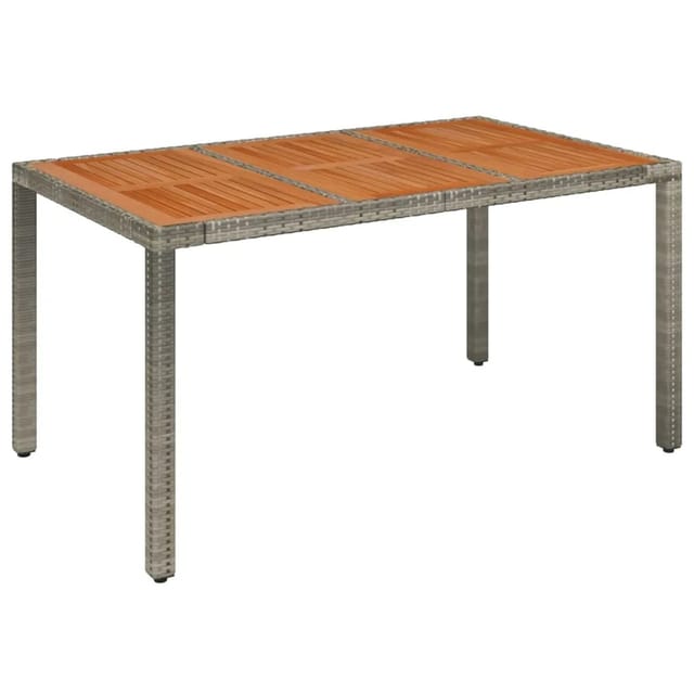 vidaXL Gartentisch mit Holzplatte Grau 150x90x75 cm Poly Rattan 319902