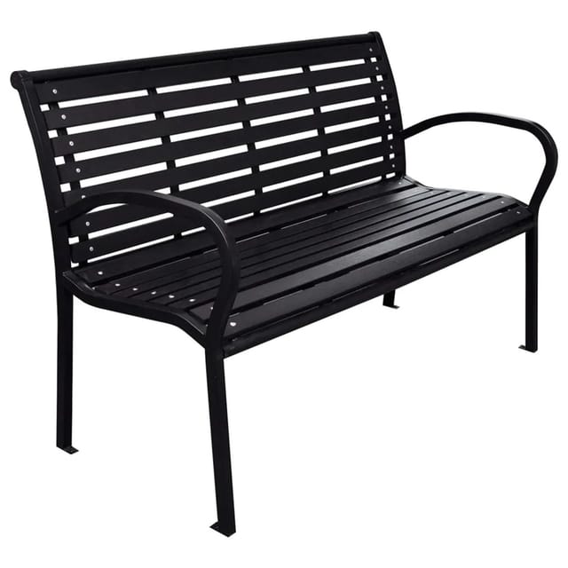 vidaXL Gartenbank Schwarz 116 cm Stahl und WPC 319578