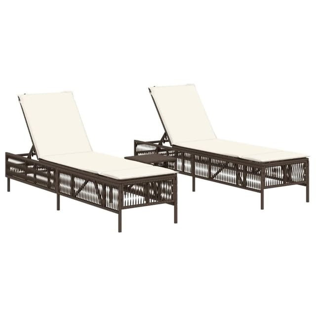 vidaXL Sonnenliegen 2 Stk mit Tisch Braun Poly Rattan 4002747