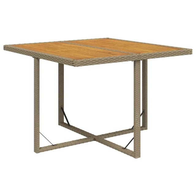 vidaXL Gartentisch Beige 109x107x74 cm Poly Rattan & Massivholz Akazie 316791