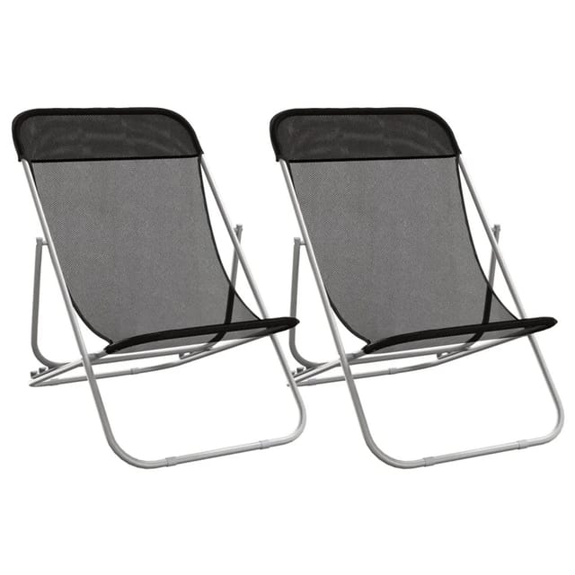 vidaXL Strandstühle 2 Stk Textilene & Pulverbeschichteter Stahl 360188