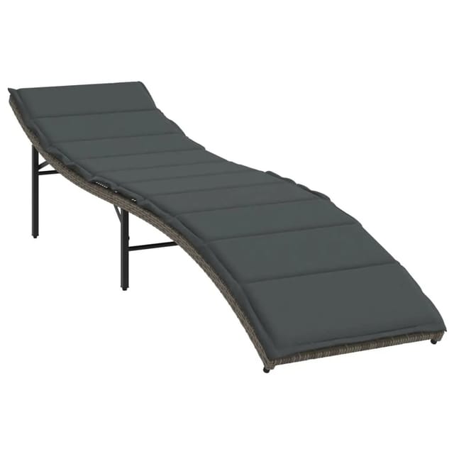 vidaXL Sonnenliege mit Kissen Grau 55x199x50 cm Poly Rattan 368247