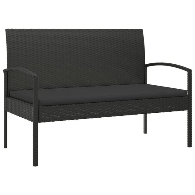 vidaXL Gartenbank mit Kissen Schwarz 105 cm Poly Rattan 362168