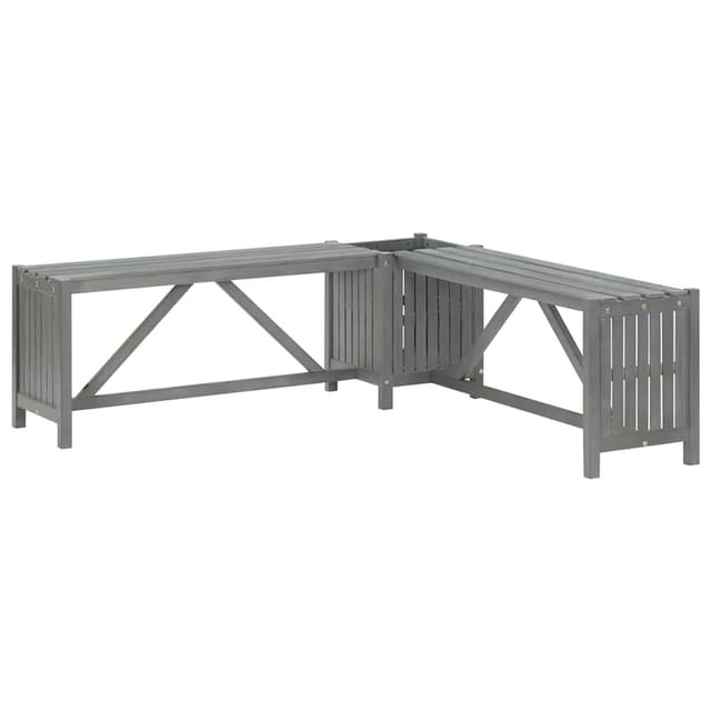 vidaXL Garten-Eckbank mit Pflanzkübel 117 cm Massivholz Akazie Grau 311824