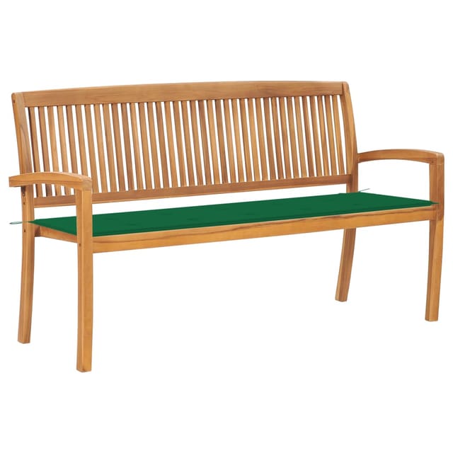 vidaXL Stapelbare Gartenbank mit Auflage 159 cm Massivholz Teak 3063311