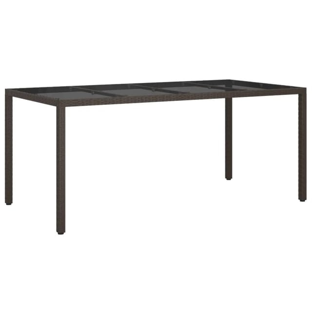 vidaXL Gartentisch Braun 190x90x75 cm Gehärtetes Glas und Poly Rattan 316711