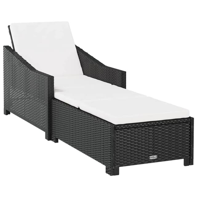 vidaXL Sonnenliege mit Cremeweißer Auflage Poly Rattan Schwarz 317179