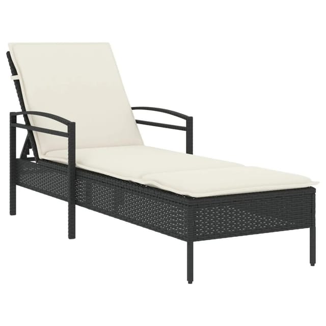 vidaXL Sonnenliege mit Auflage Schwarz 63x200x81 cm Poly Rattan 368299