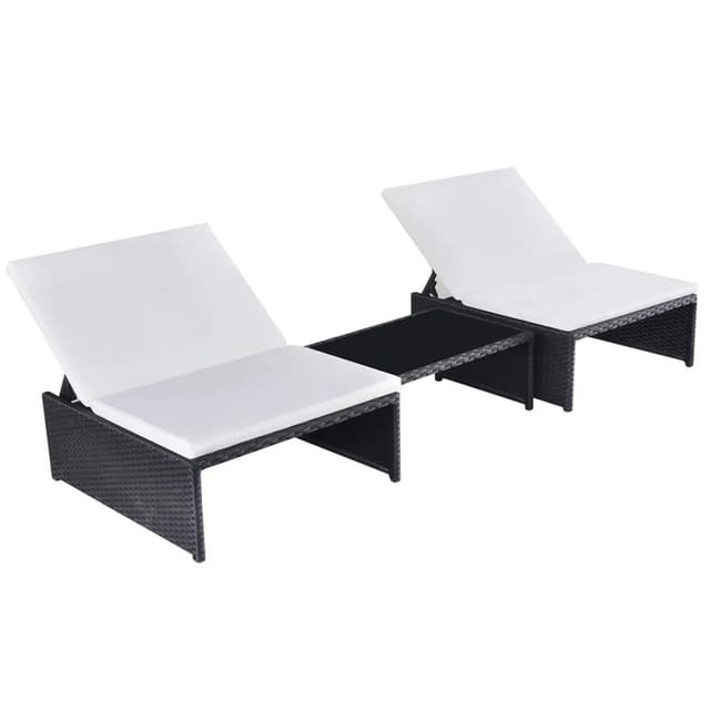 vidaXL Outdoor-Lehnstühle 2 Stk mit Tisch Schwarz Poly-Rattan 43069