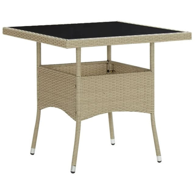 vidaXL Garten-Esstisch Beige Poly Rattan und Glas 310551