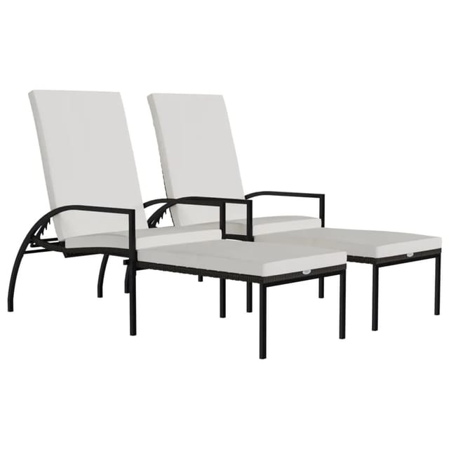 vidaXL Sonnenliegen 2 Stk mit Fußhocker PE-Rattan Braun 317631