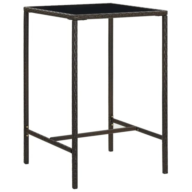 vidaXL Garten-Bartisch Braun 70x70x110 cm Poly Rattan und Glas 313457