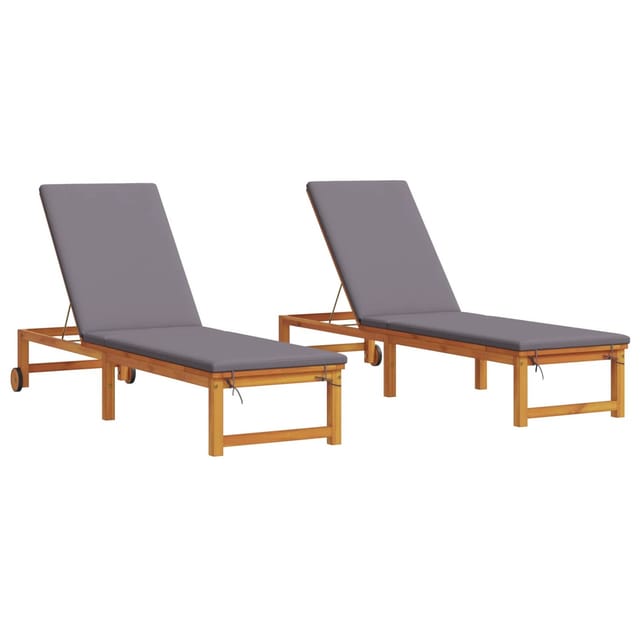 vidaXL Sonnenliegen 2 Stk mit Kissen Massivholz Akazie 3333831