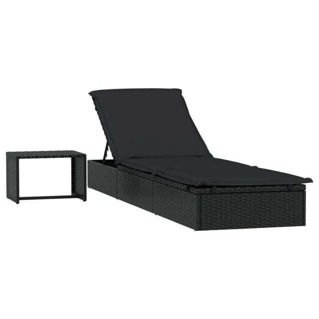 vidaXL Sonnenliege 1 Stk mit Tisch Schwarz Poly Rattan 319634