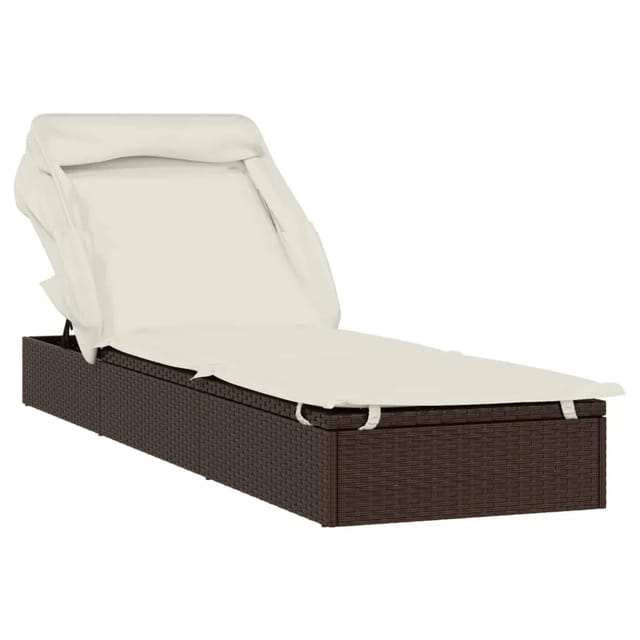 vidaXL Sonnenliege mit Faltdach Braun 213x63x97 cm Poly Rattan 319637