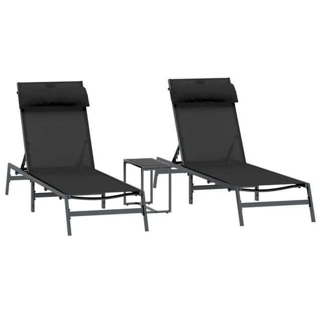 vidaXL Klappbare Sonnenliegen Schwarz Metallrahmen Textilene Standard 42010349