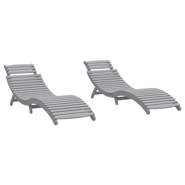 vidaXL Sonnenliegen 2 Stk Grau 184x55x64 cm Massivholz Akazie 3155468