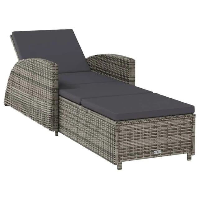 vidaXL Sonnenliege mit Dunkelgrauer Auflage Poly Rattan Grau 317178