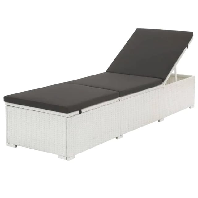 vidaXL Sonnenliege mit Auflage Poly Rattan Weiß 43951