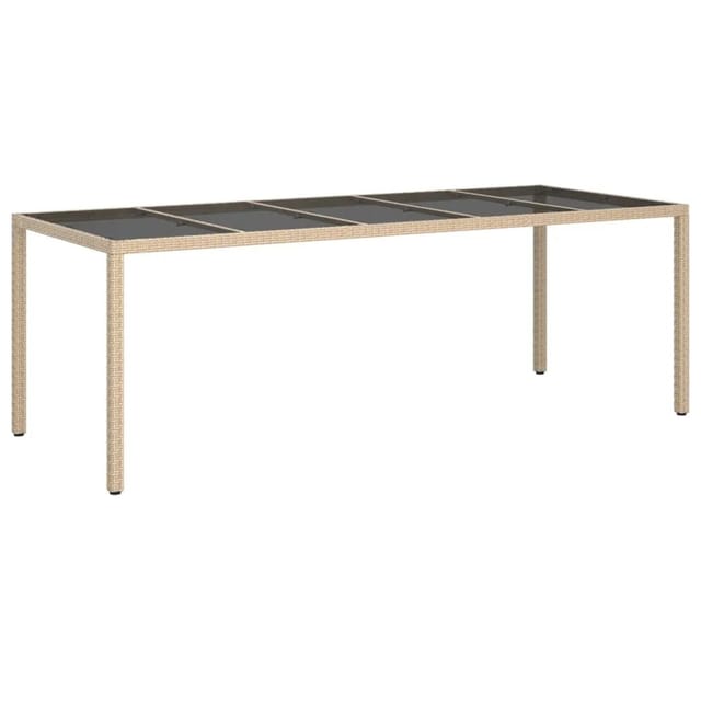 vidaXL Gartentisch Beige 250x100x75 cm Hartglas und Poly Rattan 316728