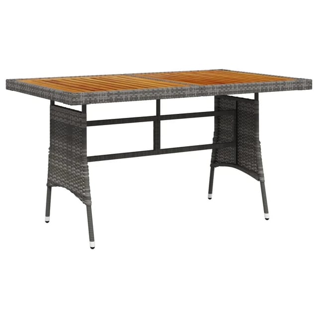 vidaXL Gartentisch Grau 130x70x72 cm Poly Rattan & Massivholz Akazie 318696