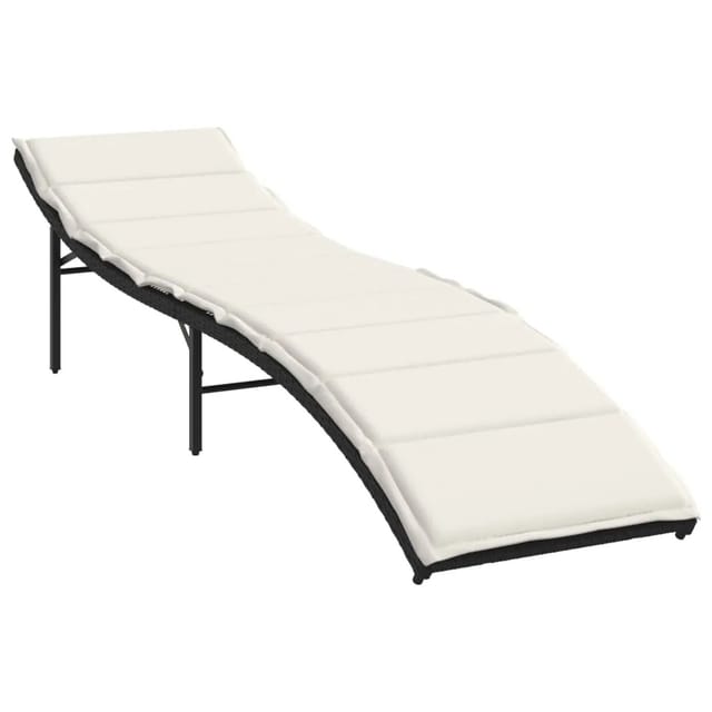 vidaXL Sonnenliege mit Kissen Schwarz 55x199x50 cm Poly Rattan 368245