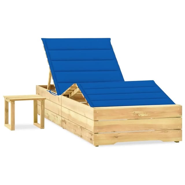 vidaXL Garten-Sonnenliege mit Tisch und Auflage Kiefer Imprägniert 3065964