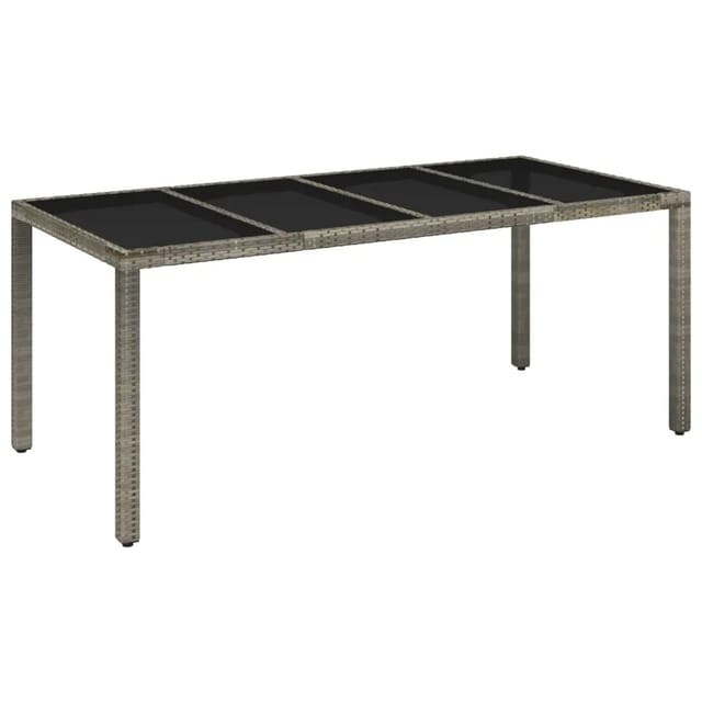 vidaXL Gartentisch mit Glasplatte Grau 190x90x75 cm Poly Rattan 319904