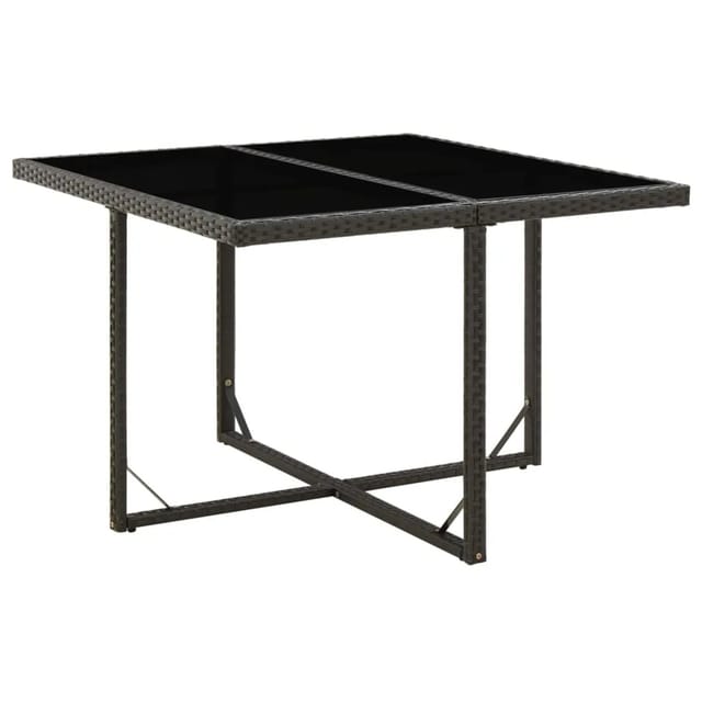 vidaXL Gartentisch Schwarz 109x107x74 cm Poly Rattan und Glas 316764