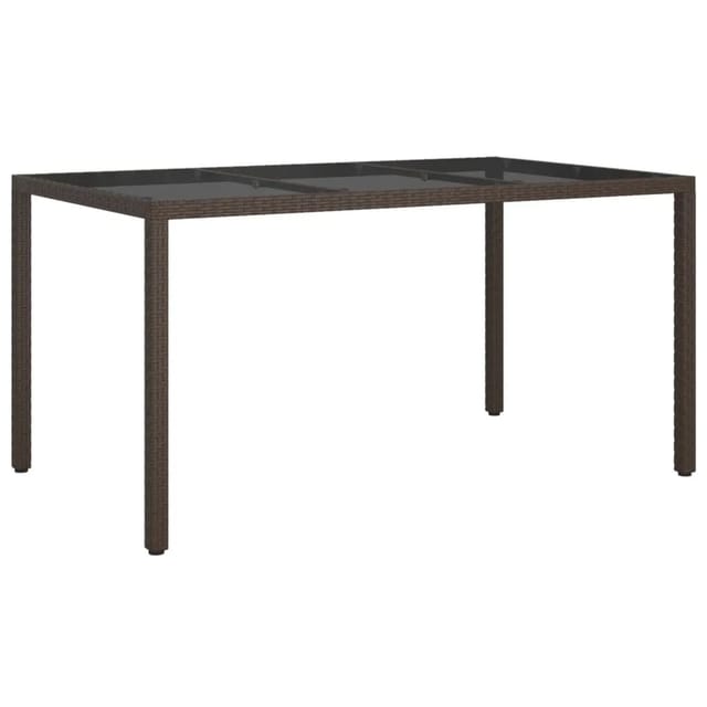 vidaXL Gartentisch 150x90x75 cm Gehärtetes Glas Poly Rattan Braun 316704