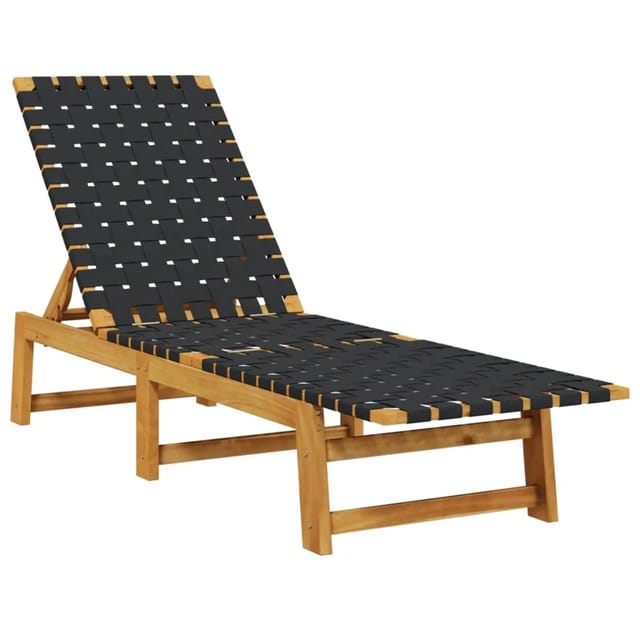 vidaXL Sonnenliege Schwarz Massivholz Akazie und Stoff 366507
