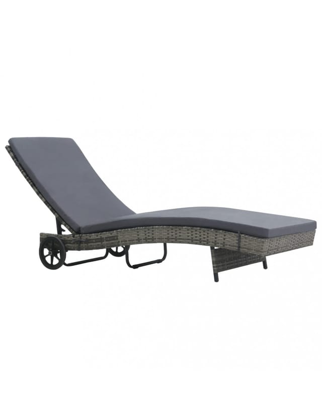 vidaXL Sonnenliege mit Rädern und Auflage Poly-Rattan Anthrazit 47753