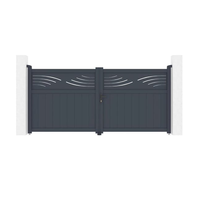 Casanoov Flügeltor Elektrisch Halti 300x140cm Aluminium Grau & Drehtorantrieb Hicker B200