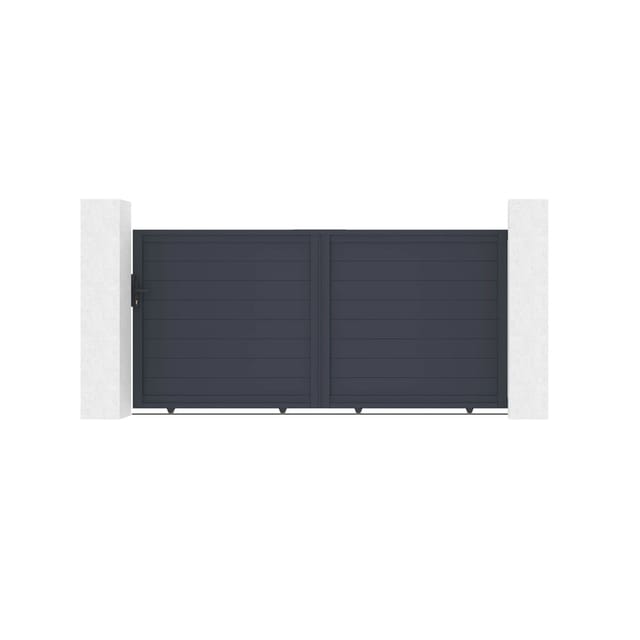 Casanoov Schiebetor Eiger 300x140cm & 2 Pfosten H.166cm Aluminium Grau
