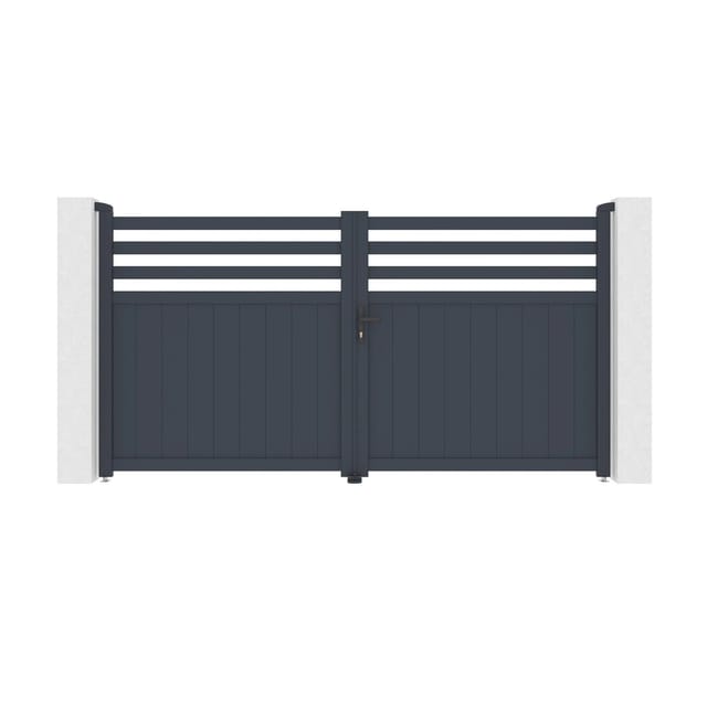 Casanoov Flügeltor Elektrisch Nevis 300x160cm Aluminium Grau & Drehtorantrieb Bunker B500