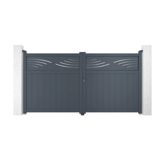 Casanoov Flügeltor Elektrisch Halti 300x160cm Aluminium Grau & Drehtorantrieb Tanker B250