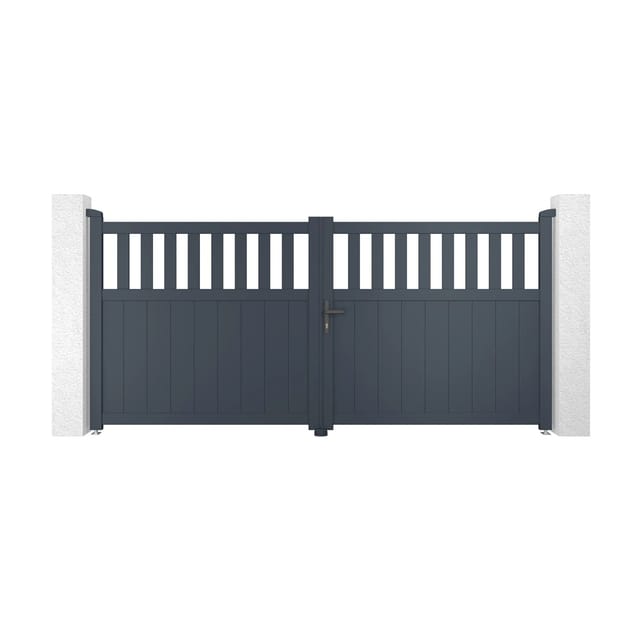 Casanoov Flügeltor Elektrisch Santis 300x140cm Aluminium Grau & Drehtorantrieb Bunker B500