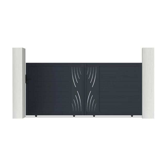 Casanoov Schiebetor Veleta 350x160cm & 2 Pfosten H.190cm Aluminium Grau