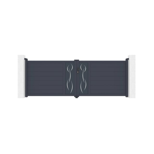 Casanoov Schwenktor Life 350x120cm Aus Aluminium Grau & Tanker B700 Motorisierung