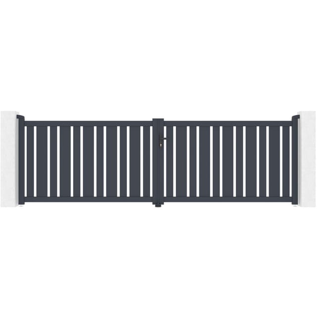 Casanoov Doppelflügeltor Aus Aluminium Veymont 400x120cm Grau