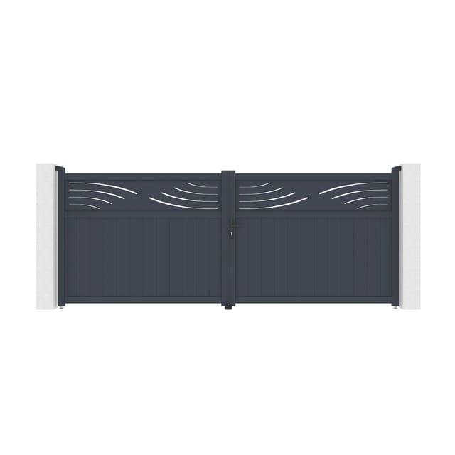 Casanoov Flügeltor Elektrisch Halti 400x160cm Aluminium Grau & Drehtorantrieb Tanker B250