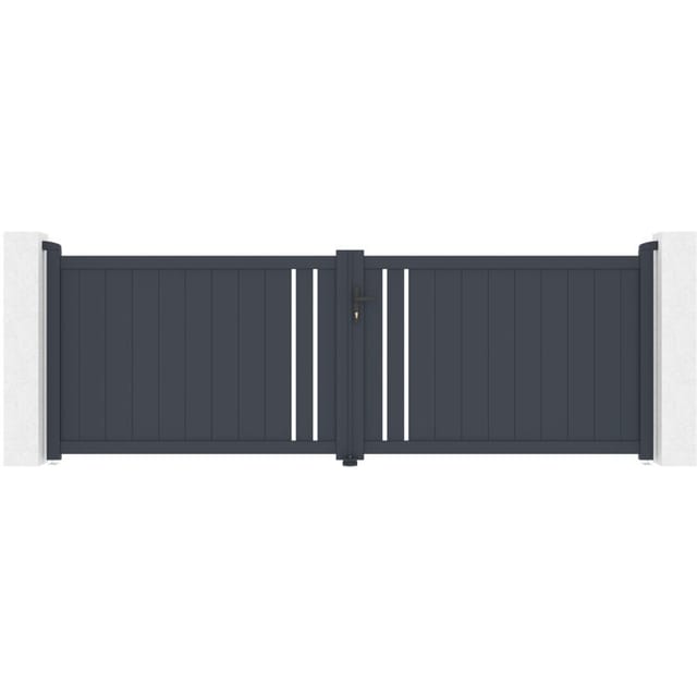 Casanoov Doppelflügeltor Aus Aluminium Giona 350x120cm Grau