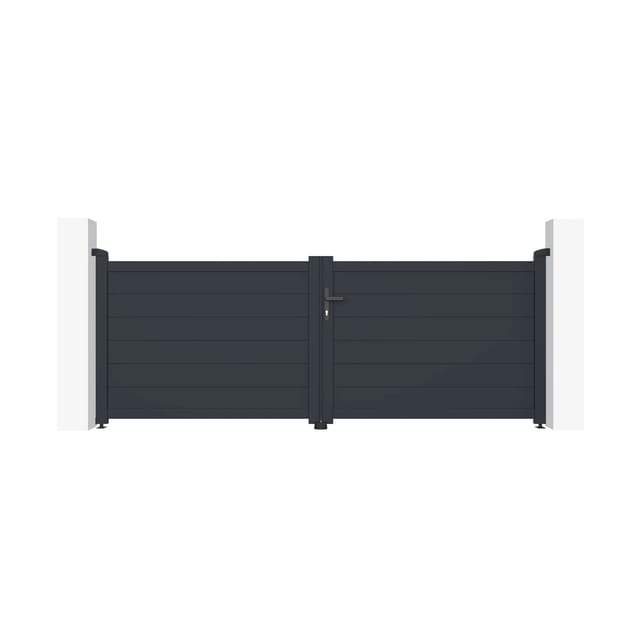 Casanoov Flügeltor Eiger 300x115cm & 2 Pfosten H.166cm Aluminium Grau