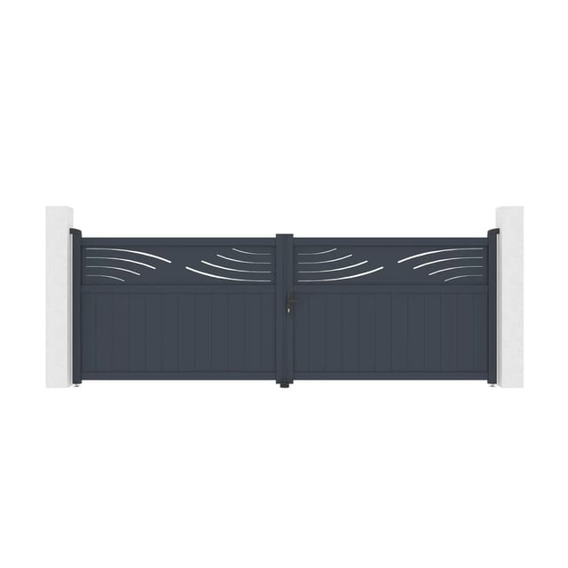 Casanoov Flügeltor Elektrisch Halti 400x140cm Aluminium Grau & Drehtorantrieb Bunker B500