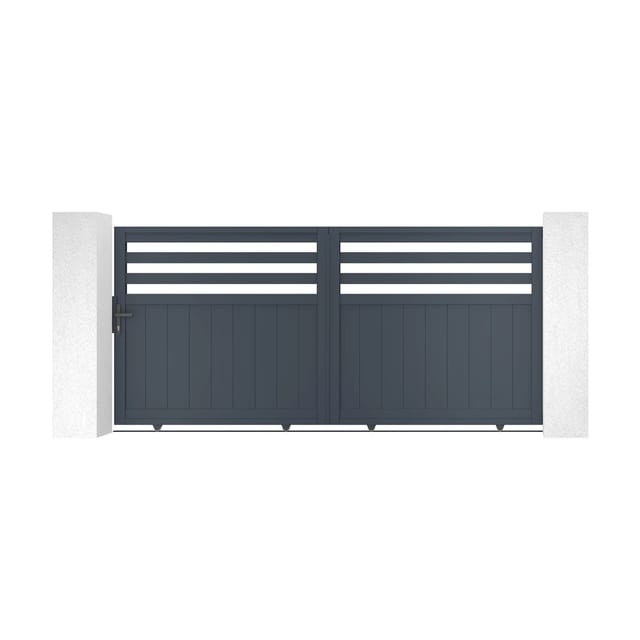 Casanoov Schiebetor Elektrisch Nevis 300x160cm Aluminium Grau & Schiebetorantrieb Ranger C300
