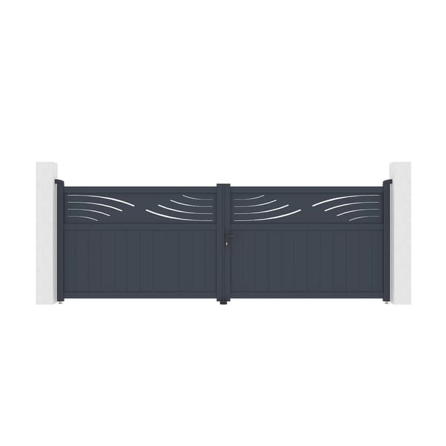 Casanoov Flügeltor Elektrisch Halti 400x140cm Aluminium Grau & Drehtorantrieb Tanker B700