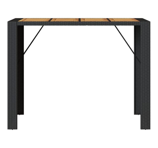 vidaXL Garten-Bartisch mit Holzplatte Schwarz 145x80x110 cm Polyrattan 368698