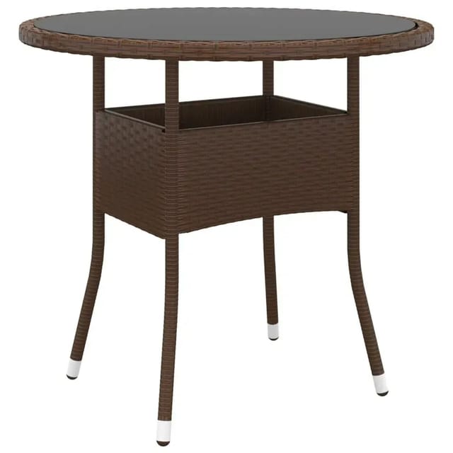 vidaXL Gartentisch Ø80x75 cm Hartglas und Poly Rattan Braun 310605