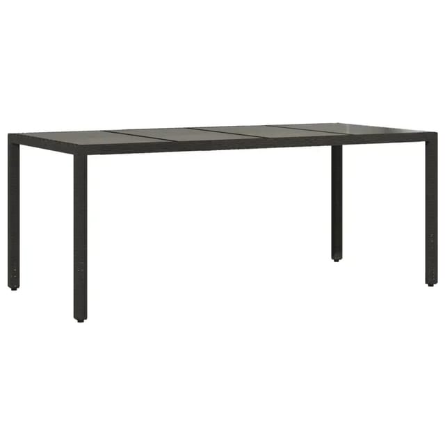 vidaXL Gartentisch mit Glasplatte Schwarz 190x90x75 cm Poly Rattan 365537