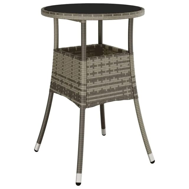 vidaXL Gartentisch Ø60x75 cm Hartglas und Poly Rattan Grau 310600